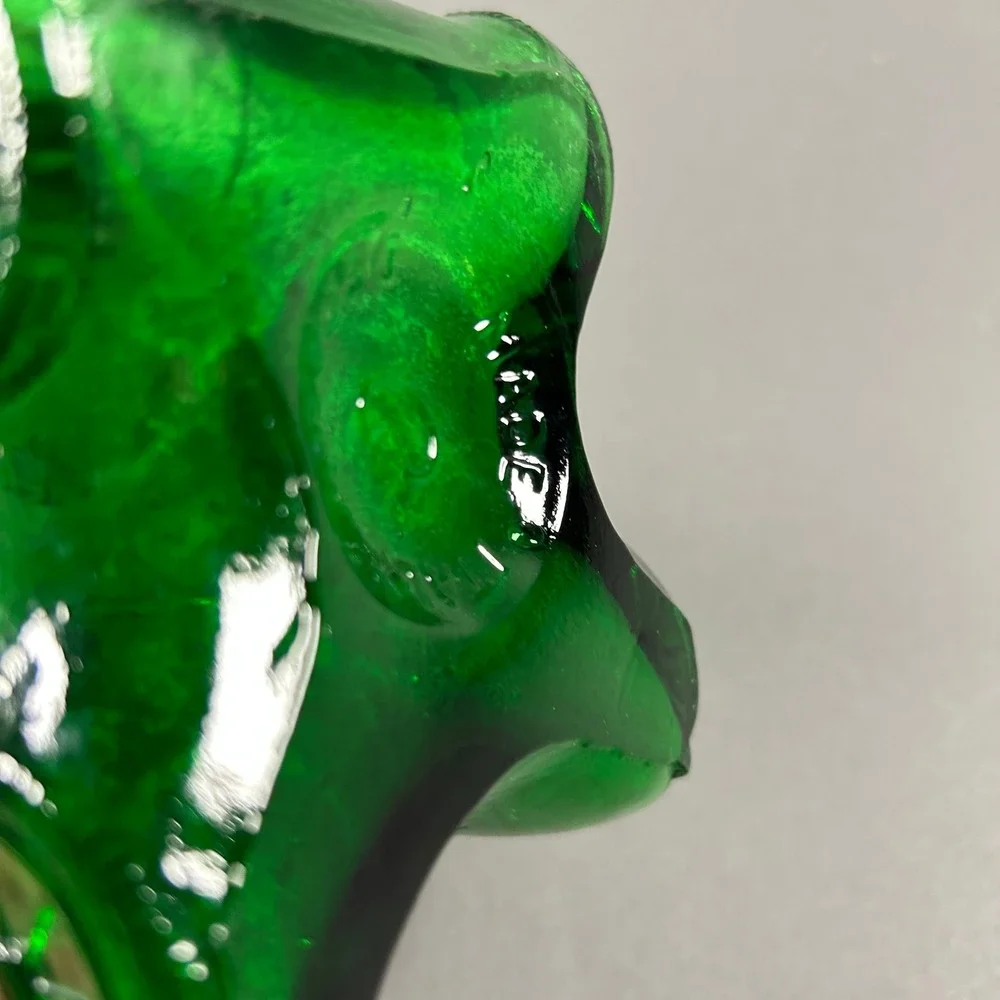 Vintage Green Glass Antique Car Decanter Made in Italy Depose Barware Stopper